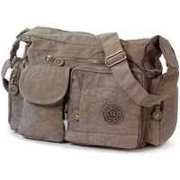 BAG STREET Schultertasche Bag Street Damenhandtasche Schultertasche (Schultertasche), Jugend, Damen Schultertasche Nylon, stone (grau) ca. 32cm x ca. 20cm