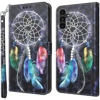 CLM-Tech Handytasche für Samsung Galaxy A16 / A17 5G Hülle aus PU Leder Klapphülle (Traumfänger schwarz bunt, Handyhülle mit Standfunktion - Wallet Flip Case inklusive Kartenfächer), Cover mit Magnetverschluss