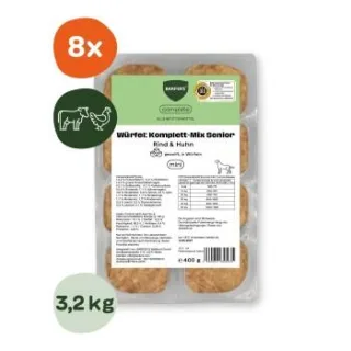 BARFER'S Würfel: Komplett-Mix Senior Rind & Huhn 8x400 g