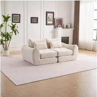 Vankel Sofa Sofas Wohnzimmer, modulares 2-Sitzer Sofa aus Chenille, Flexibel, rutschfest, werkzeuglos und bequem gepolstert