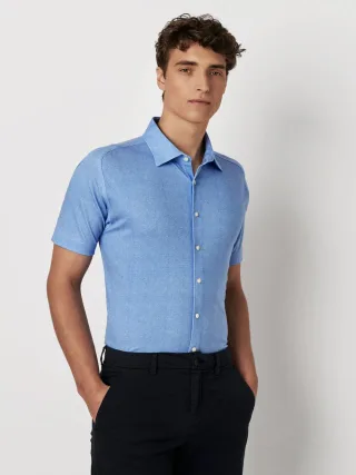 DESOTO - Casual Kent 1/2 blue oxford - Gr. - XXL