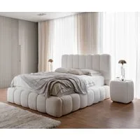 AN FURNITURE STORE Polsterbett KLOE - Bett mit Bettkasten und gepolstertem Kopfteil - Doppelbett (Jugendbett, mit dem gesteppten Kopfteil), Metallrahmen mit 34 Holzlatten, 1000 N Gasdruckfedern, ohne Matratze