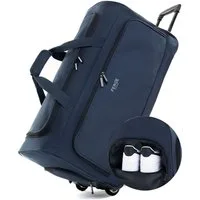 FERGÉ Reisetasche wasserabweisend Reisetasche mit Rollen groß Paris, Reisetasche mit Rollen und extra Schuhfach, Reisegepäck dunkelblau