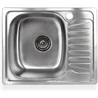 Stabilo Sanitär Edelstahlspüle Einbauspülbecken Chrom eckig 58 cm Edelstahl mit Abtropffläche rechts, Rechteckig, 58/48 cm, (Komplett-Set, komplettem Siphon inkl. Befestigungsmaterial), Abtropffläche, Siphon enthalten