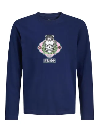 JACK&JONES - JORSKULL NATURE TEE LS CREW NECK SN JNR ocean cavern - Gr. - 152
