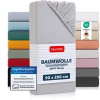Blumtal Spannbettlaken Blumtal Basics 100% Baumwolle, Baumwolle, Gummizug: Rundum, (2 Stück), Jersey Bettlaken - atmungsaktiv, strapazierfähig und faltenfrei