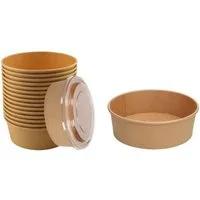 Lauroo Einwegschale Salatschalen mit Deckel Kraftpapier Schalen - 500 ml - 50 Stück, (50-tlg)