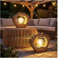 GLOBO LIGHTING LED Solarleuchte, LED-Leuchtmittel fest verbaut, Warmweiß, 2x Solarlampe Gartenlampe Solarleuchte LED Solar Außenlampe Gartendeko