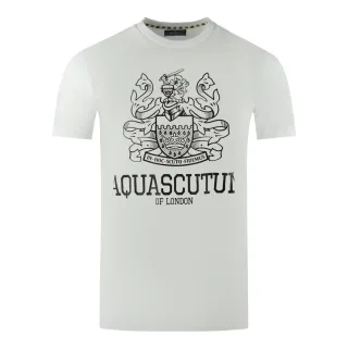 Aquascutum Large Bold London Aldis Brand Logo Weißes T-Shirt