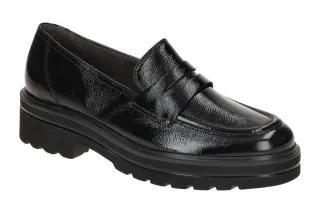 Paul Green Damen Plateau Loafer 2961-01 Schwarz Gl?nzend Lack Leder Super Sof...