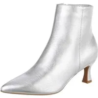 Ital-Design Stylische Damen-Stiefeletten mit Stickdetails für Alltag Stiefelette (91409466) Pfennig-/Stilettoabsatz Stiefeletten in Silber