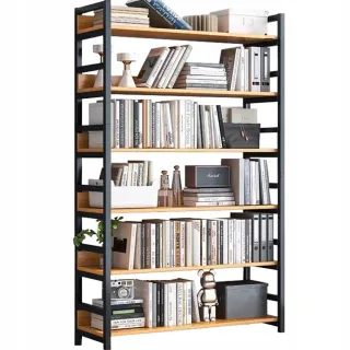 Muvu Bücherregal,, Schwarz, Braun, Holz, Metall, 80x174x30 cm, Wohnzimmer, Regale, Bücherregale