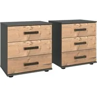 Wimex Nachttisch Stockholm, Nachtkommode 52cm breit, Made in Germany, Industrial Look, 2 Höhen zur Auswahl, einzeln oder im 2er Set