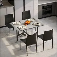 HOMCOM Klapptisch Esszimmertisch für 4-6 Personen, 120cm x 80cm x 73cm (Küchentisch, 1-St., Esstisch), für Esszimmer, Küche, Grau