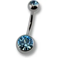 Zeeme Bauchnabelpiercing Titan silberfarben Kristall dunkelblau