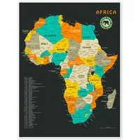 Posterlounge Wandbild Afrika-Karte, Jazzberry Blue, erhältlich als Poster, Leinwandbild, Wandsticker oder Acrylglasbild