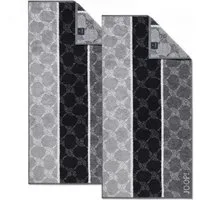 JOOP! Handtuch 2 Stück Joop! Handtuch 1657-97 Cornflower Stripes Schwarz 50x100, Walkfrottier (2-St), 100% Baumwolle
