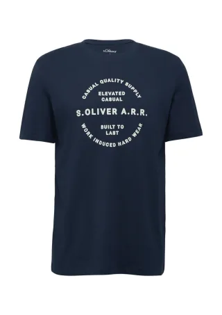 s.Oliver Red Label - Jersey-T-Shirt aus Baumwolle mit Frontprint blau - Gr. - XL