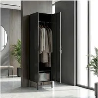 HOMCOM Spind mit Kleiderstange, Namensschildhalter, Lüftungsschlitze und Ablage (Aufbewahrungsschrank, 1-St., Abschließbar Schließfachschrank) Aufbewahrungsschrank 40x40x179cm Schwarz