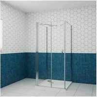 duschspa Komplettdusche 6mm 185cm Nano Glas U-Form Duschkabine Scharniertür Falttür Duschtür, BxT: 70x80 cm, Einscheibensicherheitsglas, Sicherheitsglas, Set, ebenerdiger Einbau möglich