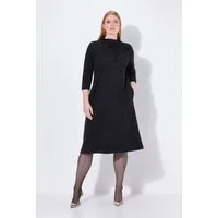 Ulla Popken Midikleid Punto-Midikleid Perlen A-Linie Stehkragen 3/4-Arm