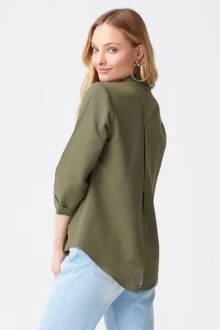 Damen Popeline-Bluse mit Babykragen