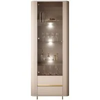 ALLHOUSE24 Vitrine MIRACLE Sandbeige, Glasvitrine, Rillenstruktur, Metallfüße (1x Vitrine) Breite 76 cm