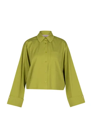 Studio Anneloes - Erina poplin blouse dark lime - Gr. - L
