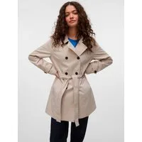 Vero Moda Trenchcoat VMCHELSEA OLIVIA TRENCHCOAT NOOS kurzer 2-Reiher mit abnehmbarem Bindegürtel