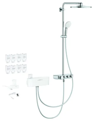 GROHE Thermostat-Duschsystem Euphoria Purefoam, 105813 weiß/chrom, 1058130000 1058130000