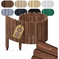 Floranica Palisade Flexible Rasenkante Rollborder Beeteinfassung Beetumrandung Holzzaun, LxH: 100x10 cm, Braun, Dekozaun Umzäunung von Blumenbeeten Kräutergarten Wege Rasenbegrenzung