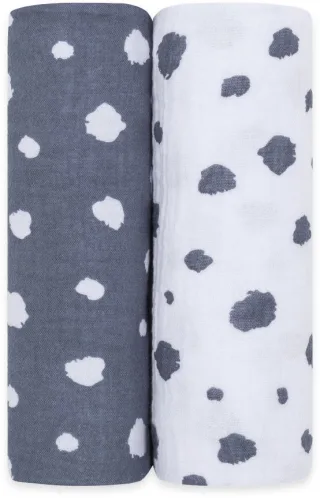 Emma & Noah Mullwindeln 2er Set, Punkte Blau