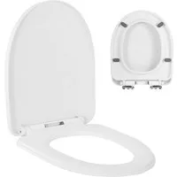 BlingBin WC-Sitz U-Form Toilettendeckel mit sanfter Absenkautomatik & Schnellverschluss (1 Stück, 1-St., 35x43cm), für einfache Reinigung, robust, einfache Montage