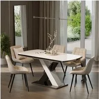 Vicco Esstisch Chinto, Schwarz/Weiß, 120-160 x 80 cm ausziehbar (1-St)