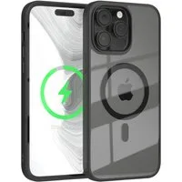 EAZY CASE Handyhülle Transparente Hülle mit MagSafe iPhone 14 Pro Max 6,7 Zoll, Qi Charging kompatibel, Silicon Case, Slimcover Displayschutz, Schwarz