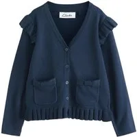 Next Strickjacke Clarks Strickjacke mit Rüschen für die Schule (1-tlg)