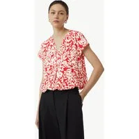 comma Kurzarmbluse Bluse Gemusterte Bluse mit V-Ausschnitt