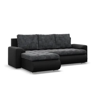 Mebligo Ecksofa, Schwarz, Schwarz, Textil, 3-Sitzer, L-Form, 230x159 cm, Wohnzimmer, Sofas & Couches, Wohnlandschaften, Ecksofas