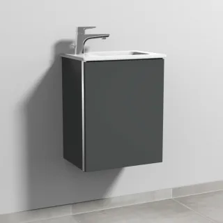 Sanipa 3way Waschtischunterbau zu Duravit ME by Starck Waschtisch mit 1 Tür, Anthrazit-Matt BR72122