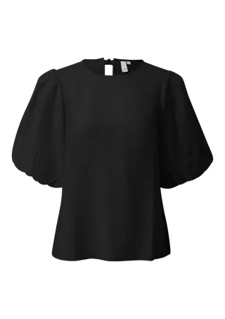 Q/S designed by - Bluse mit Ballonärmeln und Cut-out am Rücken schwarz - Gr. - 38
