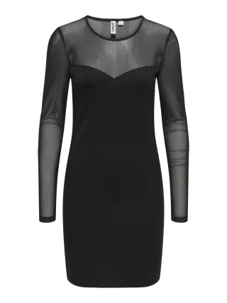 ONLY - ONLHEART-BECKI L/S MIX BODYCONDRESS WVN Black - Gr. - M