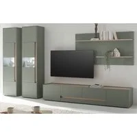Furn.Design Wohnwand Center, (Schrankwand in Salbei mit Barista Eiche, 4-teilig, ca. 400 x 197 cm)