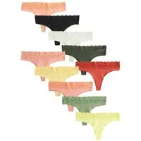 Next String 10er-Pack Baumwollslips mit Spitze, Tanga (10-St)
