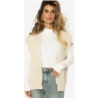 SASSYCLASSY Strickweste Strickweste Damen mit strukturierten Schultern Grobgestrickte ärmellose Strickweste mit betonter Schultersilhouette