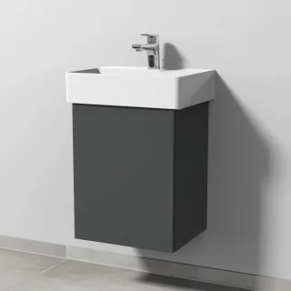Sanipa 3way Waschtischunterbau zu Duravit Dura Square Waschtisch mit 1 Tür, Anthrazit-Matt SM42422