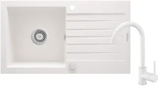 Neuesbad Set: Granitspüle NB1DEZQZA1131 + Spültischarmatur mit U-Auslauf NB1DEBENA62M1 + Alabaster NB1DEZQZVA1131