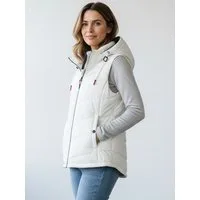 Dry Fashion Steppweste Rügen Damen Weste gesteppt Kapuze - Outdoor Damenweste Windabweisend Kapuze verstellbar & abnehmbar, 2-Wege-Reißverschluss, Seitentaschen