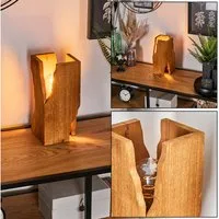 hofstein Tischleuchte Tischlampe aus Metall/Holz in Schwarz/Naturfarben, ohne Leuchtmittel, Holzschirm, An-/ Ausschalter am Kabel, 1 x E27, ohne Leuchtmittel
