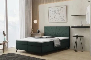 Boxspringbett Schlafzimmerbett PONCE 120x220cm in Stoff Riviera Grün