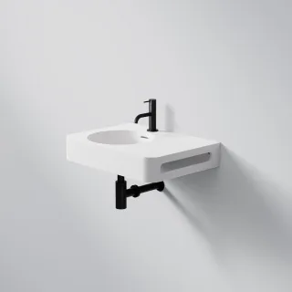 Steinberg Serie 449 Waschtisch Wandwaschtisch aus Mineo Stone, matt white, 449 7115 W 449 7115 W